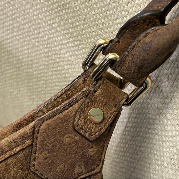 MICHAEL Michael Kors Distressed Ostrich Embossed Leather Shoulder Bag. - Picture 8 of 16